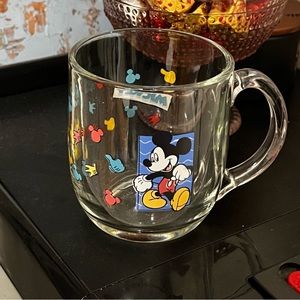 Vintage DISNEY Mickey Mouse Glass Cup Mug